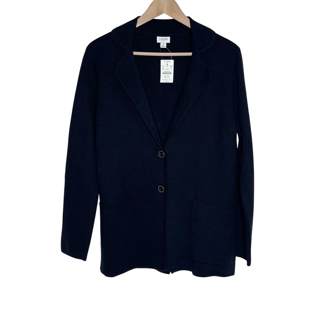 J.Crew Sweater Blazer Black Cotton Knit Jacket Small NWT Style BS881